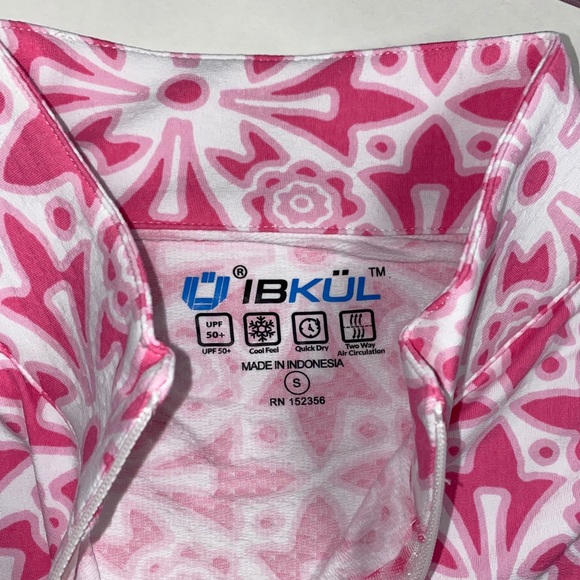 IBKUL Moroccan Pink Short Sleeve Mock Neck Top Preppy Golf Tennis PickleBall New - Picture 7 of 7